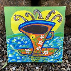 Original abstract coffee mug painting 10x10